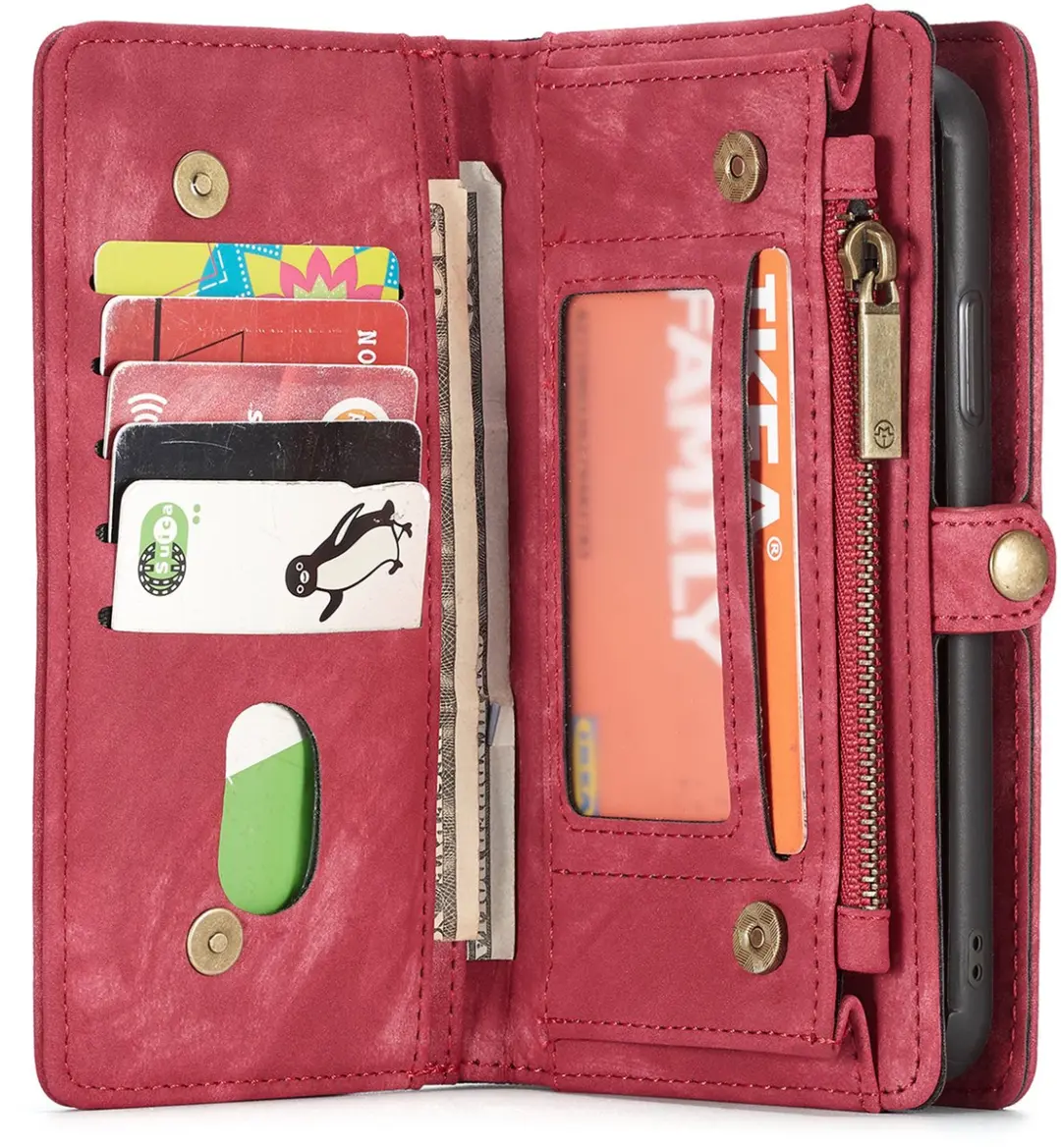 Caseme Luxury Wallet Case Rood iPhone Xs - 8 Pasjes - MPN 546654