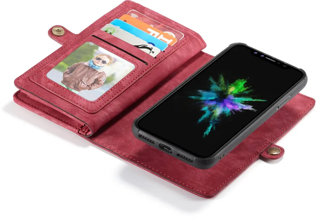 Caseme Luxury Wallet Case Rood iPhone Xs - 8 Pasjes - MPN 546654