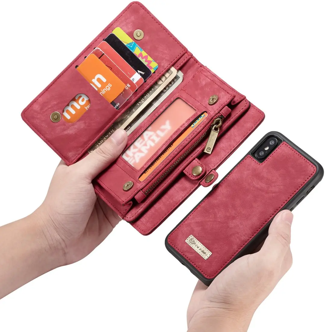 Caseme Luxury Wallet Case Rood iPhone Xs - 8 Pasjes - MPN 546654 - afbeelding 6 van 6