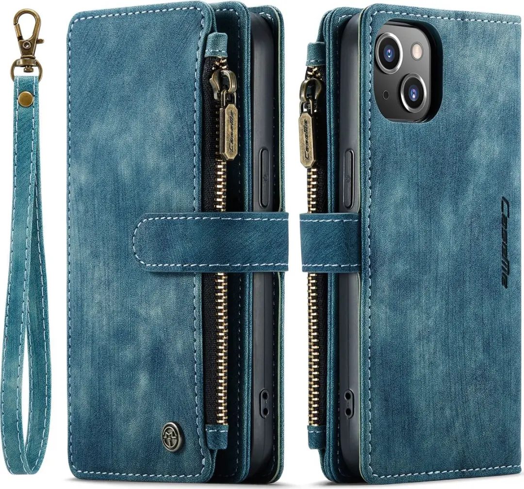 Caseme C30 Bookcase Portemonnee iPhone 14 Plus - 10 Pasjes - Blauw