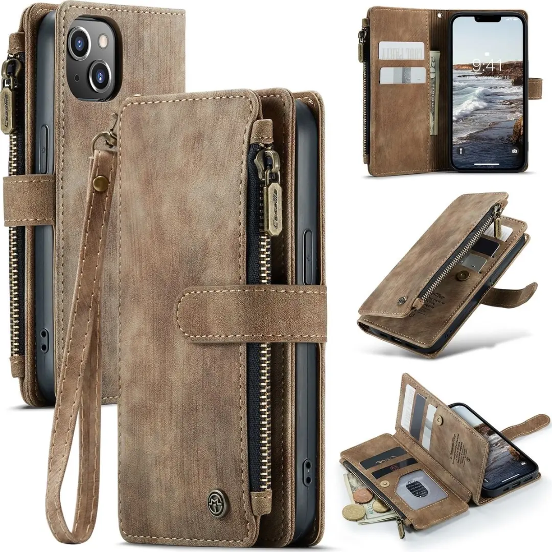 Caseme C30 Bookcase Portemonnee - iPhone 14 - 7 Pasjes - Bruin