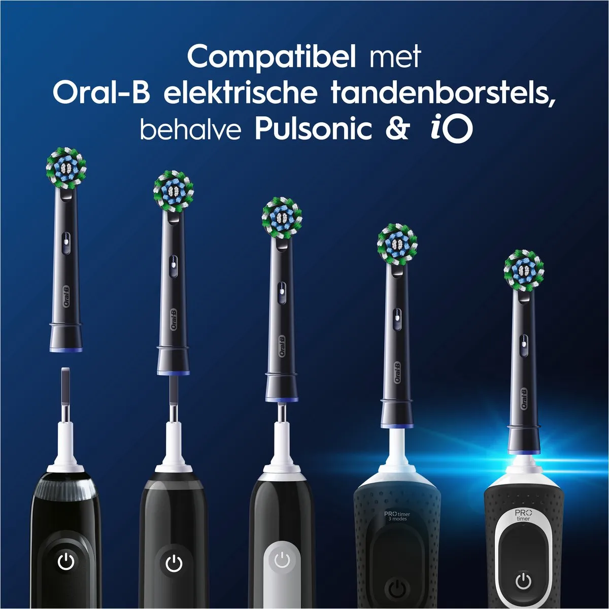 Oral-B Cross Action Opzetborstels EB50BRX-2 - 12 Stuks - Zwart