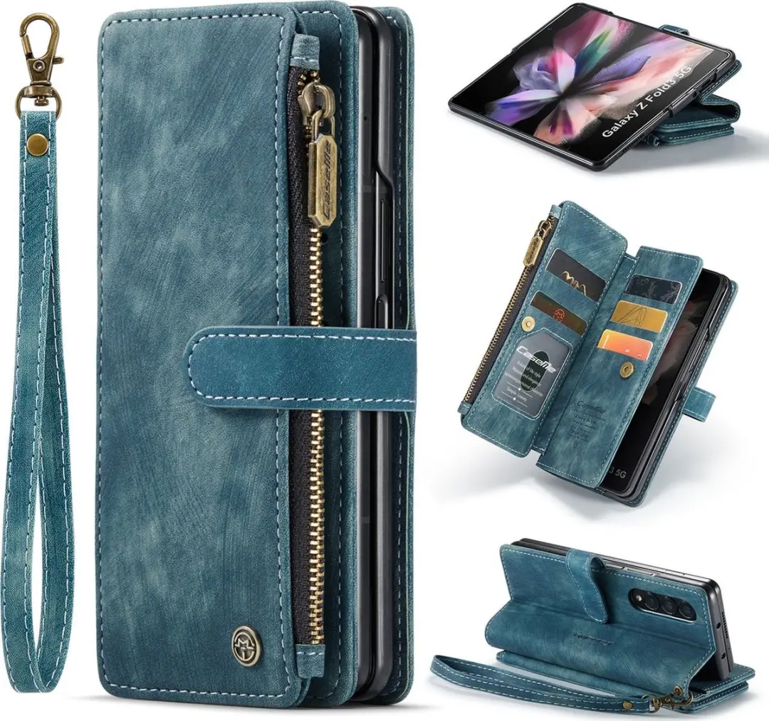 Caseme C30 Bookcase Portemonnee - Samsung Galaxy Z Fold 4 - Blauw - afbeelding 6 van 6