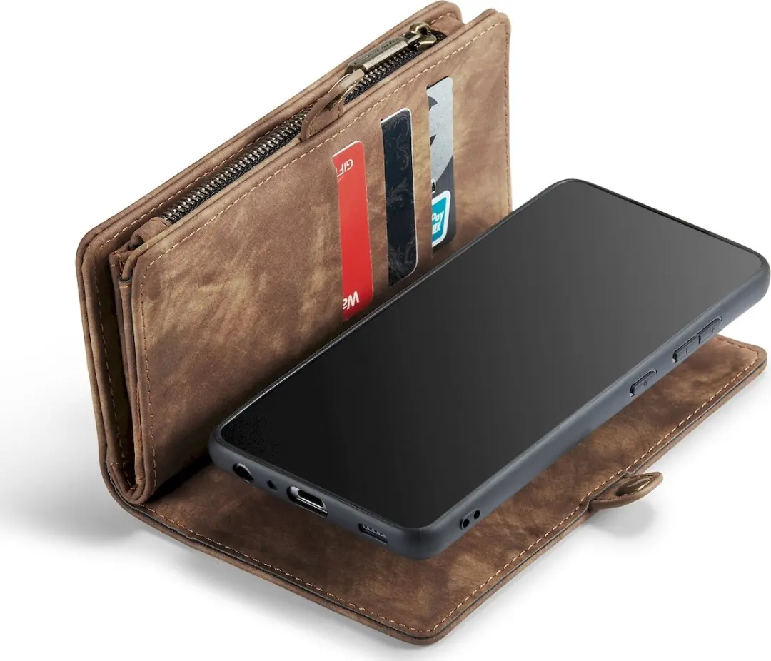 Caseme 008 Telefoonhoesje Samsung Galaxy A52 - 2in1 Bookcase - 8 Pasjes - Bruin