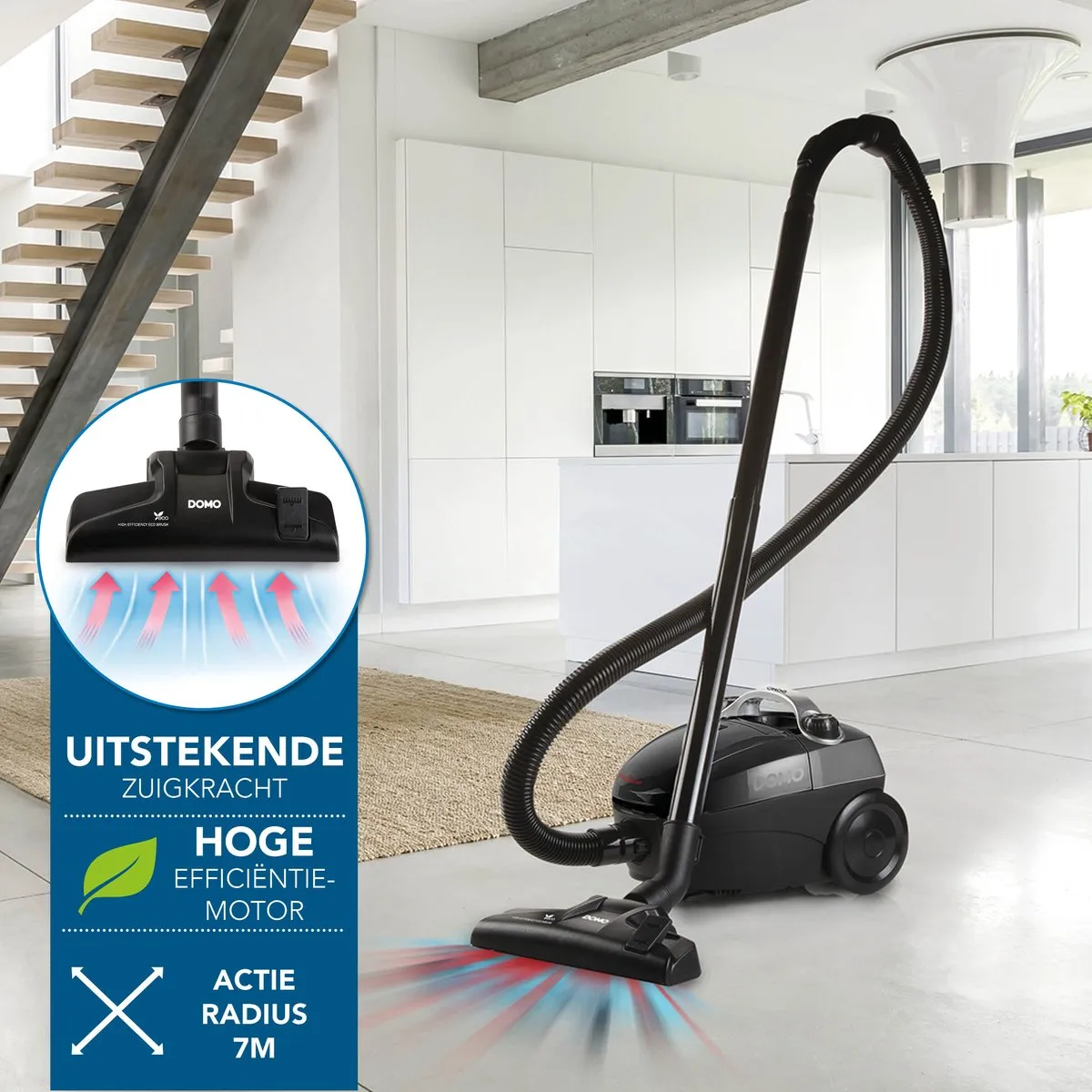 Domo DO1033S Stofzuiger met zak - 450W - 1,5L - Zwart