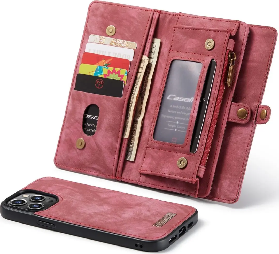 Caseme Luxe Wallet 2in1 Bookcase iPhone 13 Pro 614532 - Rood