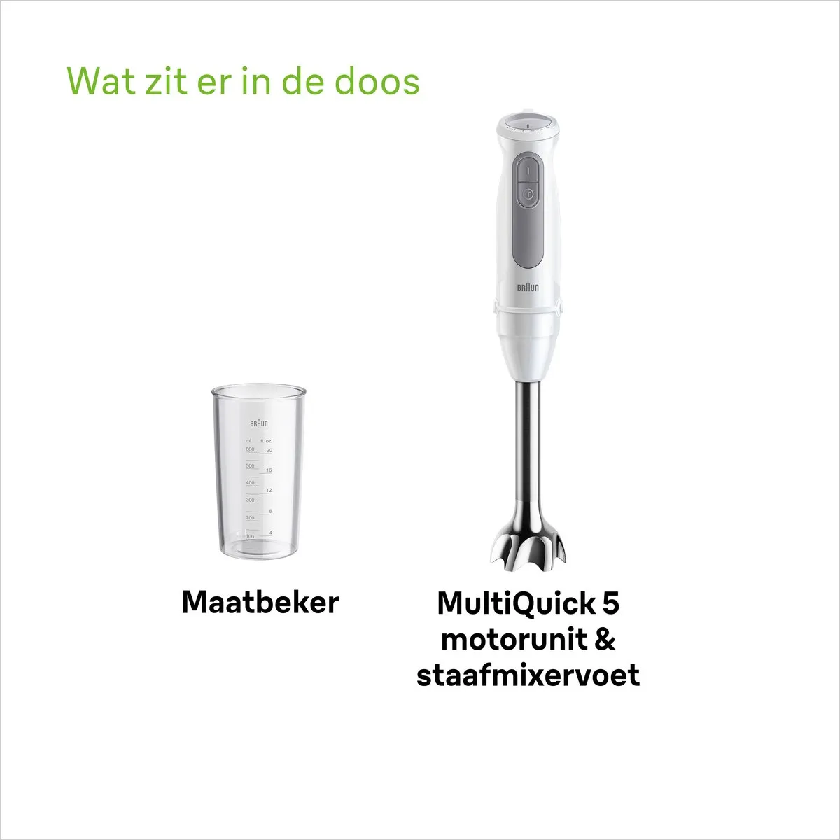 Braun MultiQuick 5 MQ50.001.M Staafmixer - 1000W - Wit