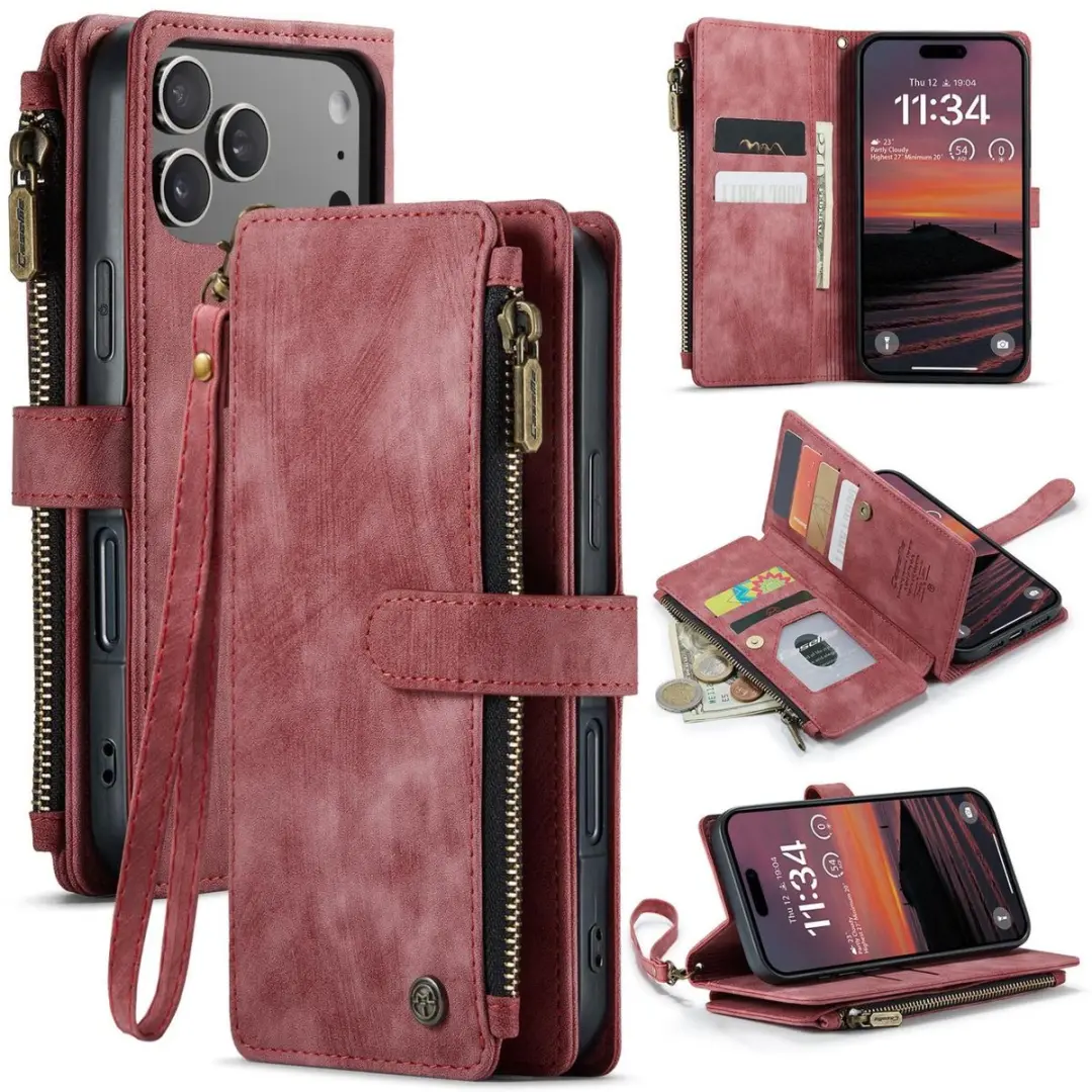 Caseme C30 Bookcase Portemonneehoesje Apple iPhone 17 Pro - Rood