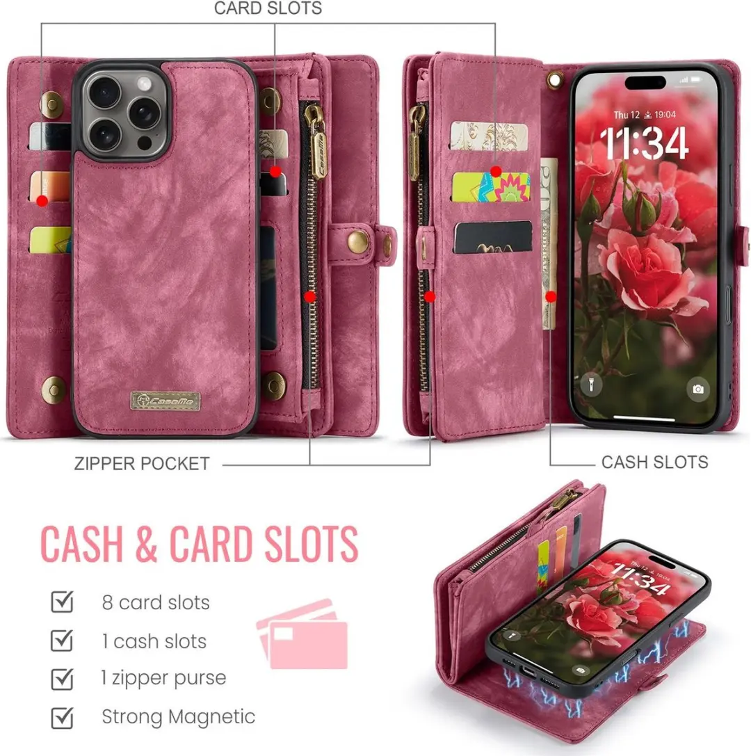 Caseme 008 Telefoonhoesje iPhone 16 Pro Max - Rood