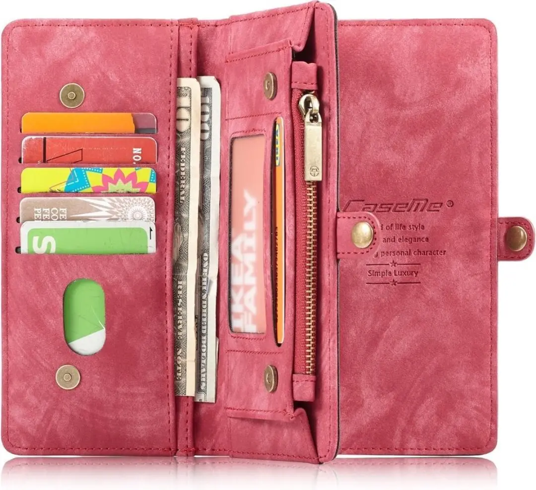 Caseme Luxury Wallet Case Samsung Galaxy Note 10 Plus - Rood - 8 Pasjes - MPN 560139 - afbeelding 6 van 6