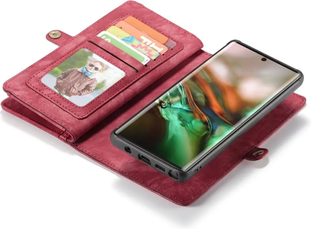 Caseme Luxury Wallet Case Samsung Galaxy Note 10 Plus - Rood - 8 Pasjes - MPN 560139