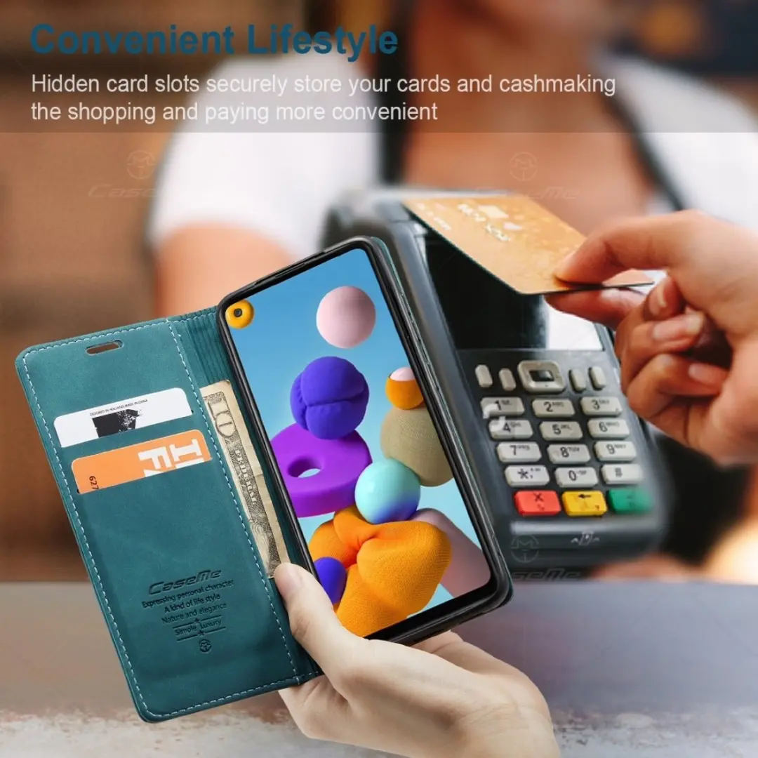 Caseme Samsung Galaxy A21s Bookcase Hoesje - Kunstleder - Blauw - 577787