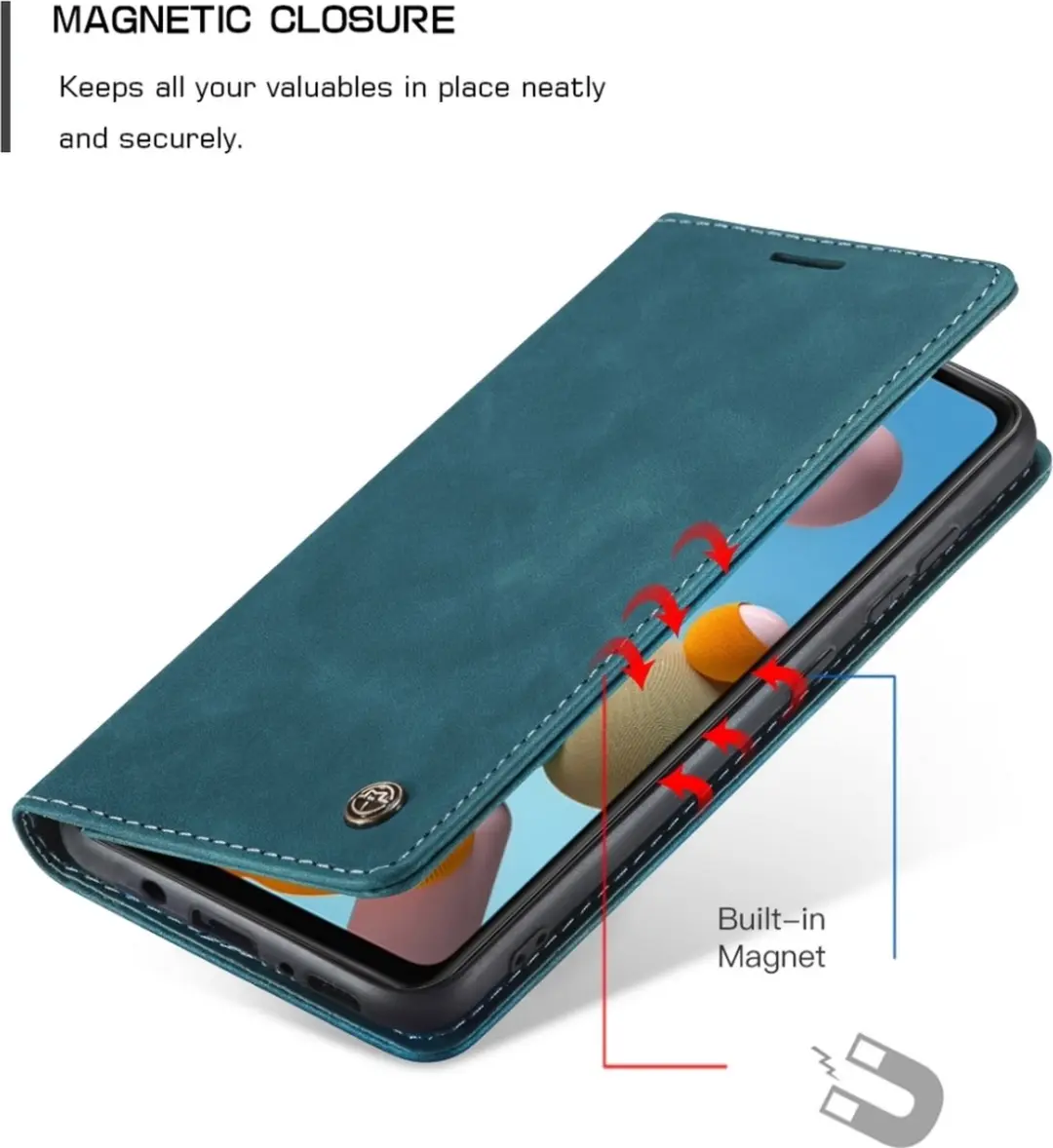 Caseme Samsung Galaxy A21s Bookcase Hoesje - Kunstleder - Blauw - 577787