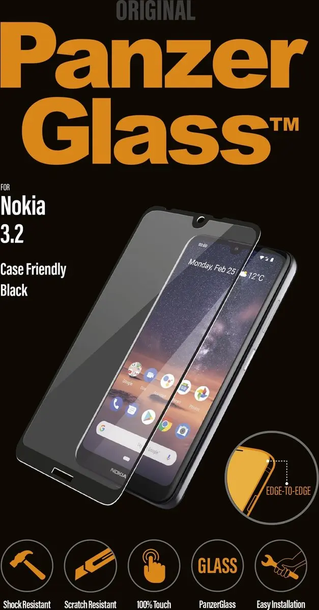 PanzerGlass PZ-6775 Screenprotector Nokia 3.2 - Zwart