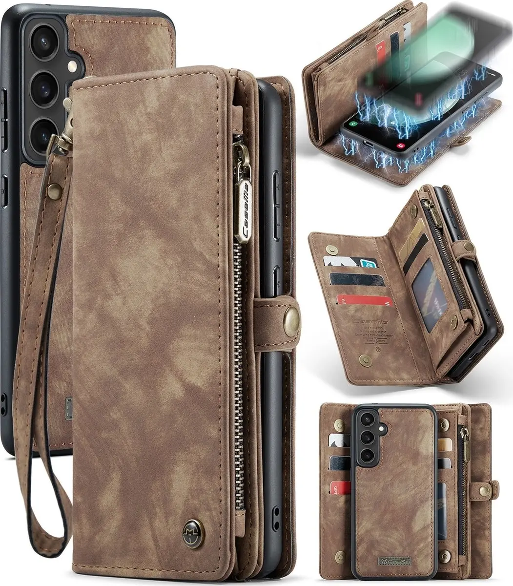 Caseme 008 Telefoonhoesje Samsung Galaxy S23 FE - Bookcase Portemonnee Bruin