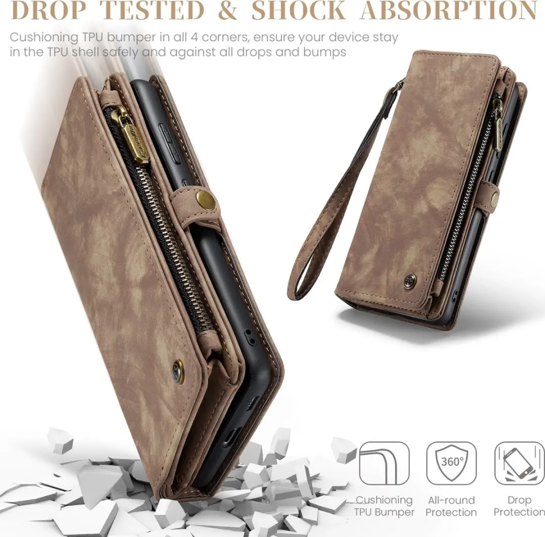 Caseme 008 Telefoonhoesje Samsung Galaxy S23 FE - Bookcase Portemonnee Bruin