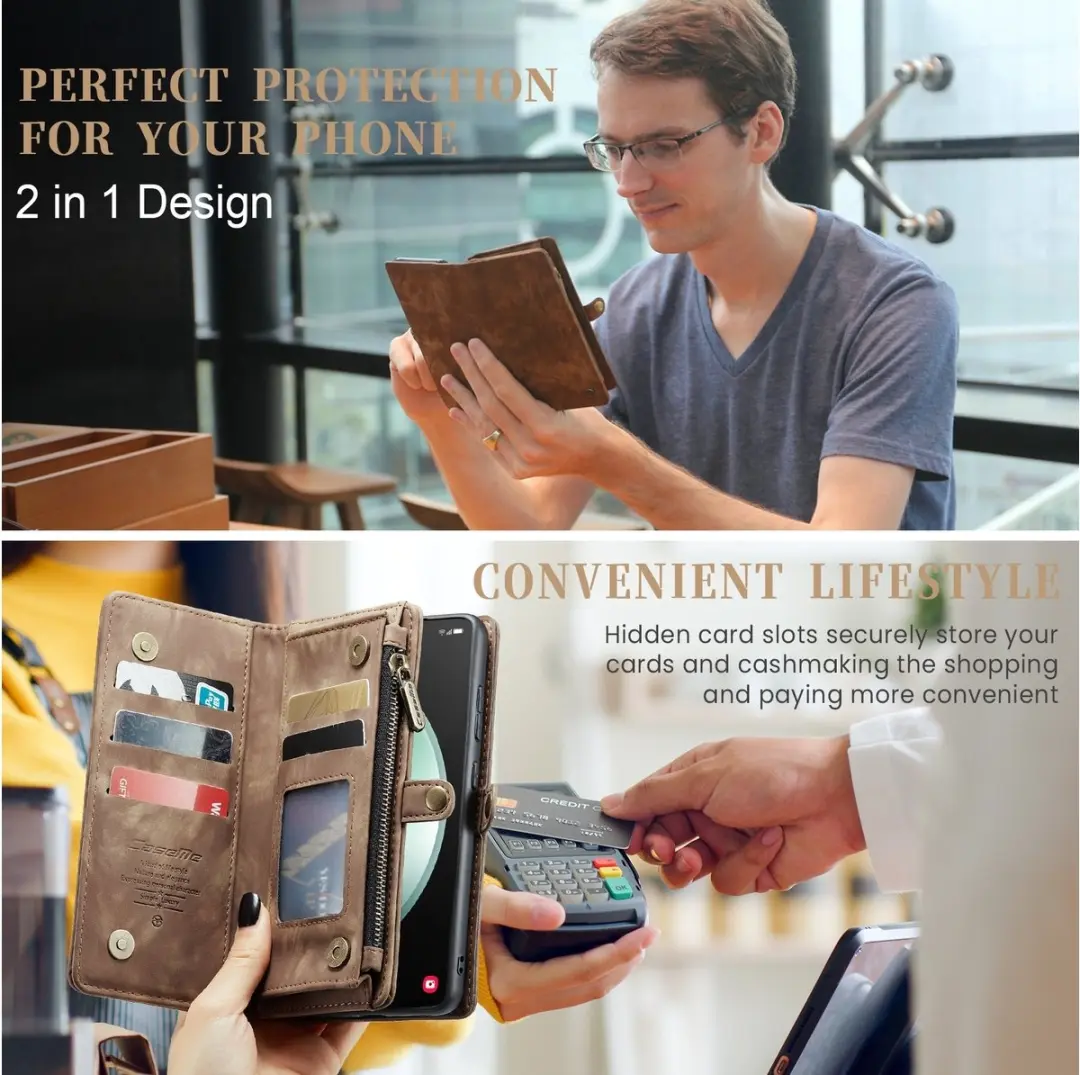Caseme 008 Telefoonhoesje Samsung Galaxy S23 FE - Bookcase Portemonnee Bruin