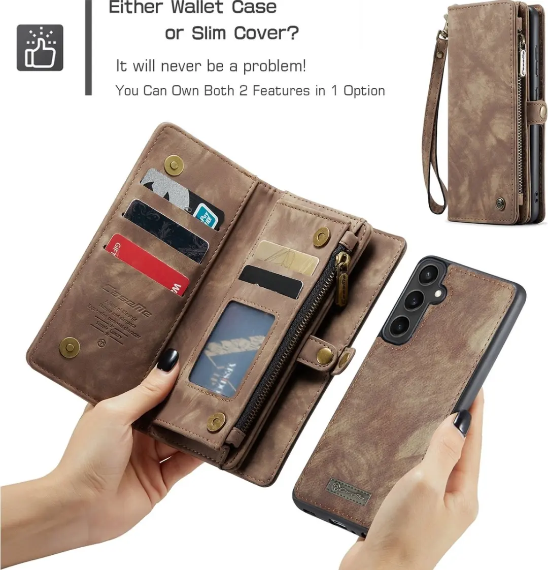 Caseme 008 Telefoonhoesje Samsung Galaxy S23 FE - Bookcase Portemonnee Bruin