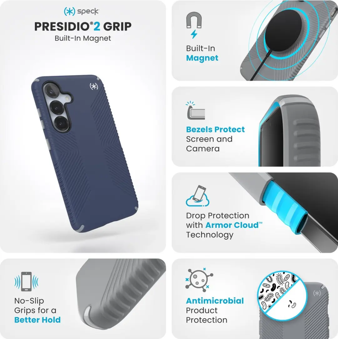 Speck Presidio2 Grip 150867-3206 Hoesje - Samsung Galaxy S24/S25 - Blauw