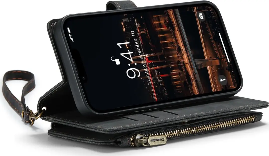 Caseme C30 Bookcase Telefoonhoesje Apple iPhone 14 Plus - 10 Pasjes - Zwart