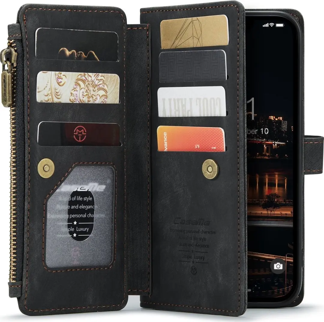 Caseme C30 Bookcase Telefoonhoesje Apple iPhone 14 Plus - 10 Pasjes - Zwart