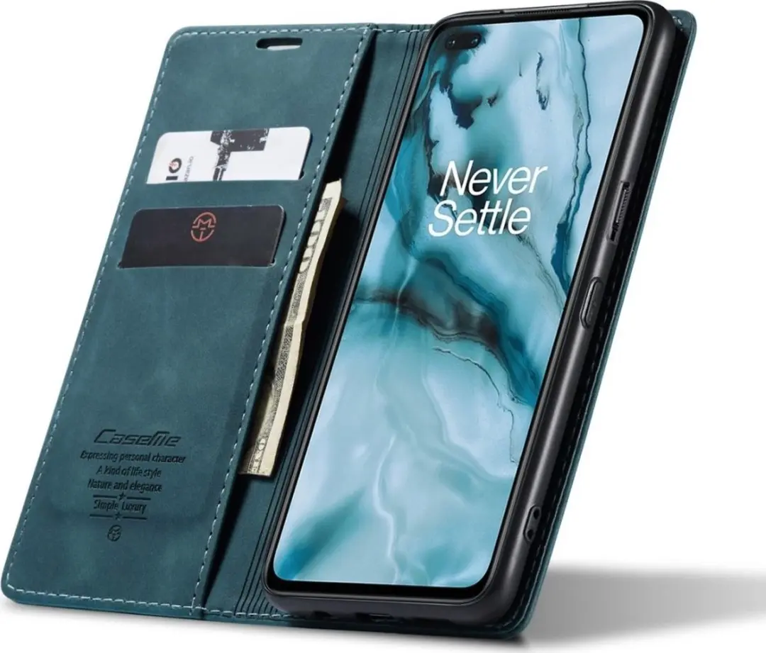 Caseme 013 Bookcase Portemonnee - 2 Pasjes - OnePlus Nord - Blauw