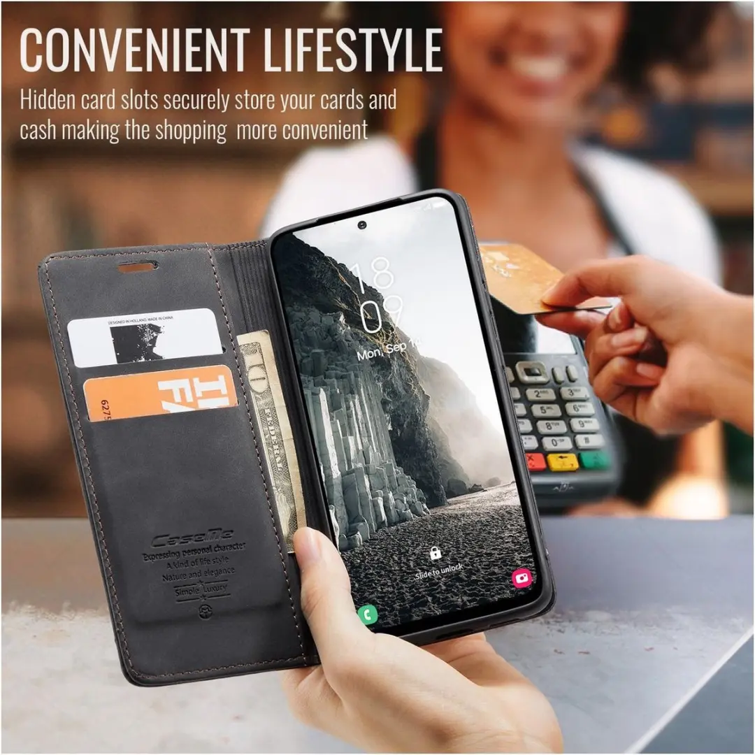 Caseme 013 Bookcase Portemonneehoesje Samsung Galaxy A56 - Zwart