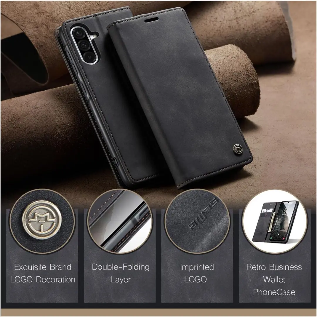 Caseme 013 Bookcase Portemonneehoesje Samsung Galaxy A56 - Zwart