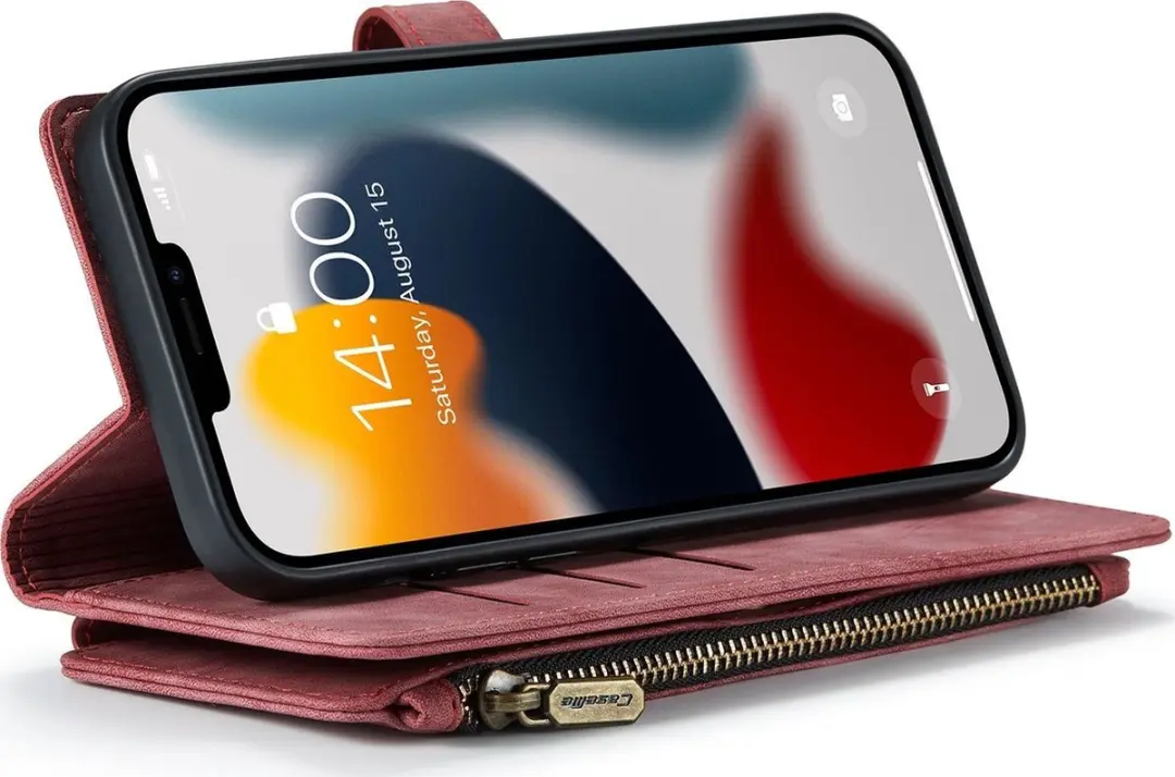 Caseme iPhone 13 Pro Telefoonhoesje 2in1 Bookcase - Rood