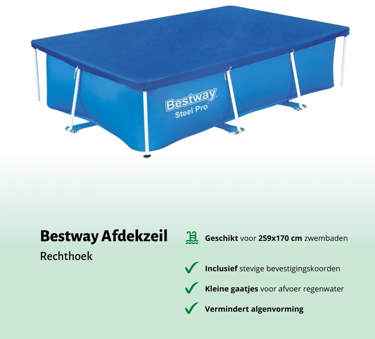 Bestway Zwembad Afdekzeil 264x174cm - Blauw