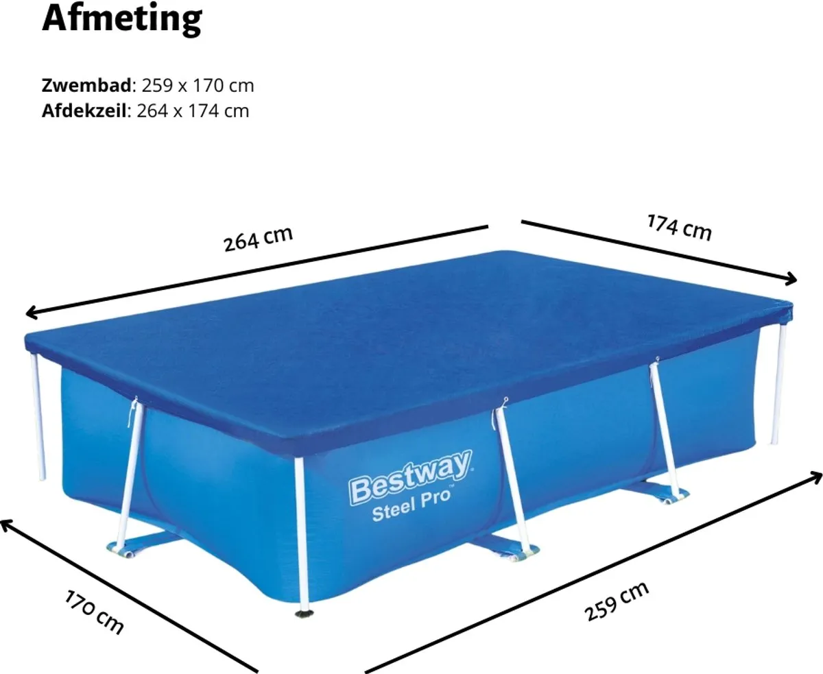 Bestway Zwembad Afdekzeil 264x174cm - Blauw