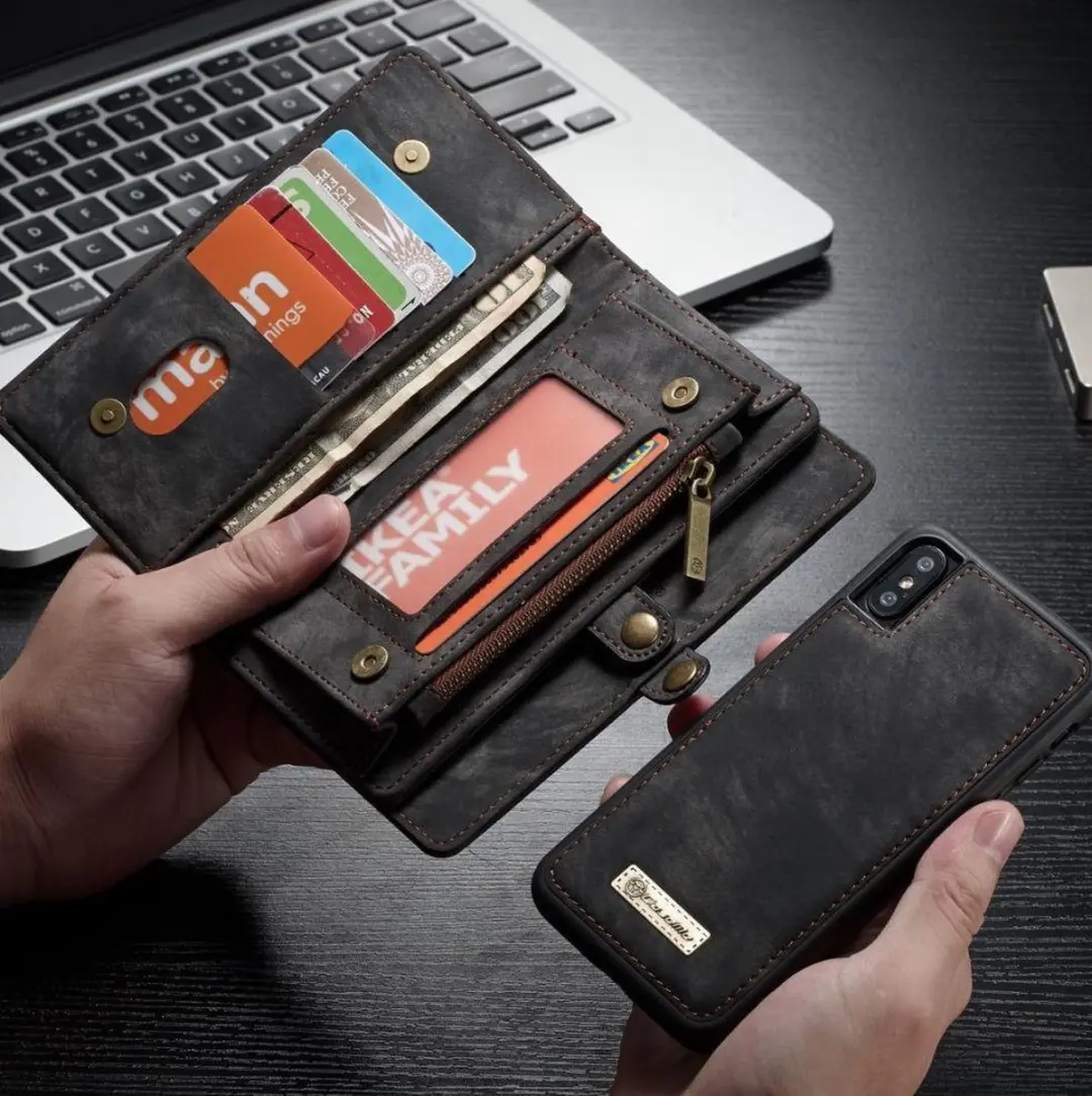 Caseme CSM-8134 Lederen Portemonnee Hoesje - Apple iPhone Xs - 8 Pasjes - Zwart