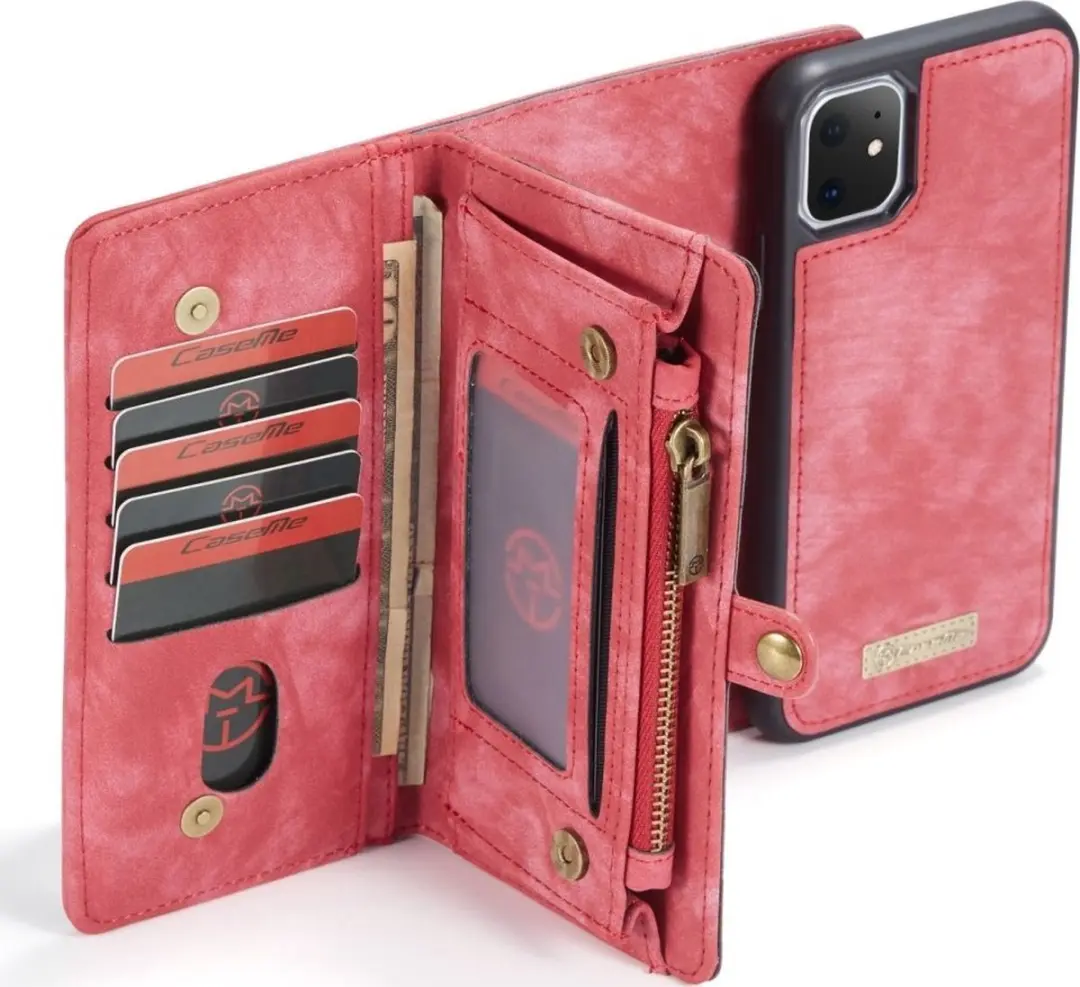 Caseme Luxury Wallet Case Apple iPhone 11 - Rood - 8 Pasjes - MPN 564381