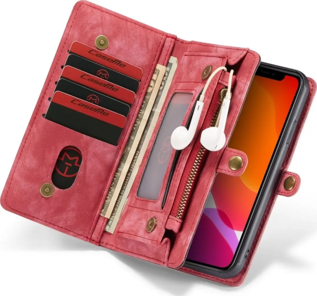 Caseme Luxury Wallet Case Apple iPhone 11 - Rood - 8 Pasjes - MPN 564381 - afbeelding 6 van 6