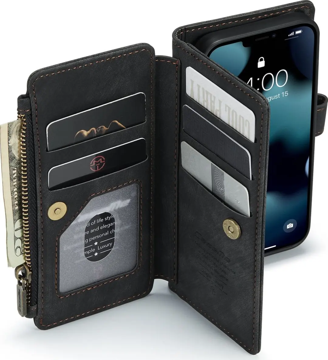 Caseme iPhone Billfold Lederen Hoes - 13 Kaartvakken - Brown