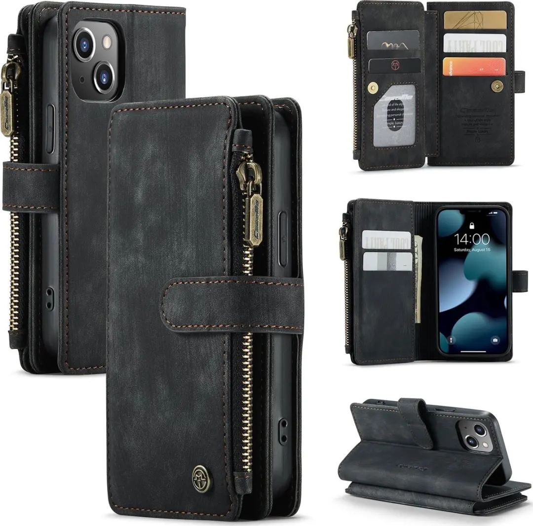 Caseme iPhone Billfold Lederen Hoes - 13 Kaartvakken - Brown