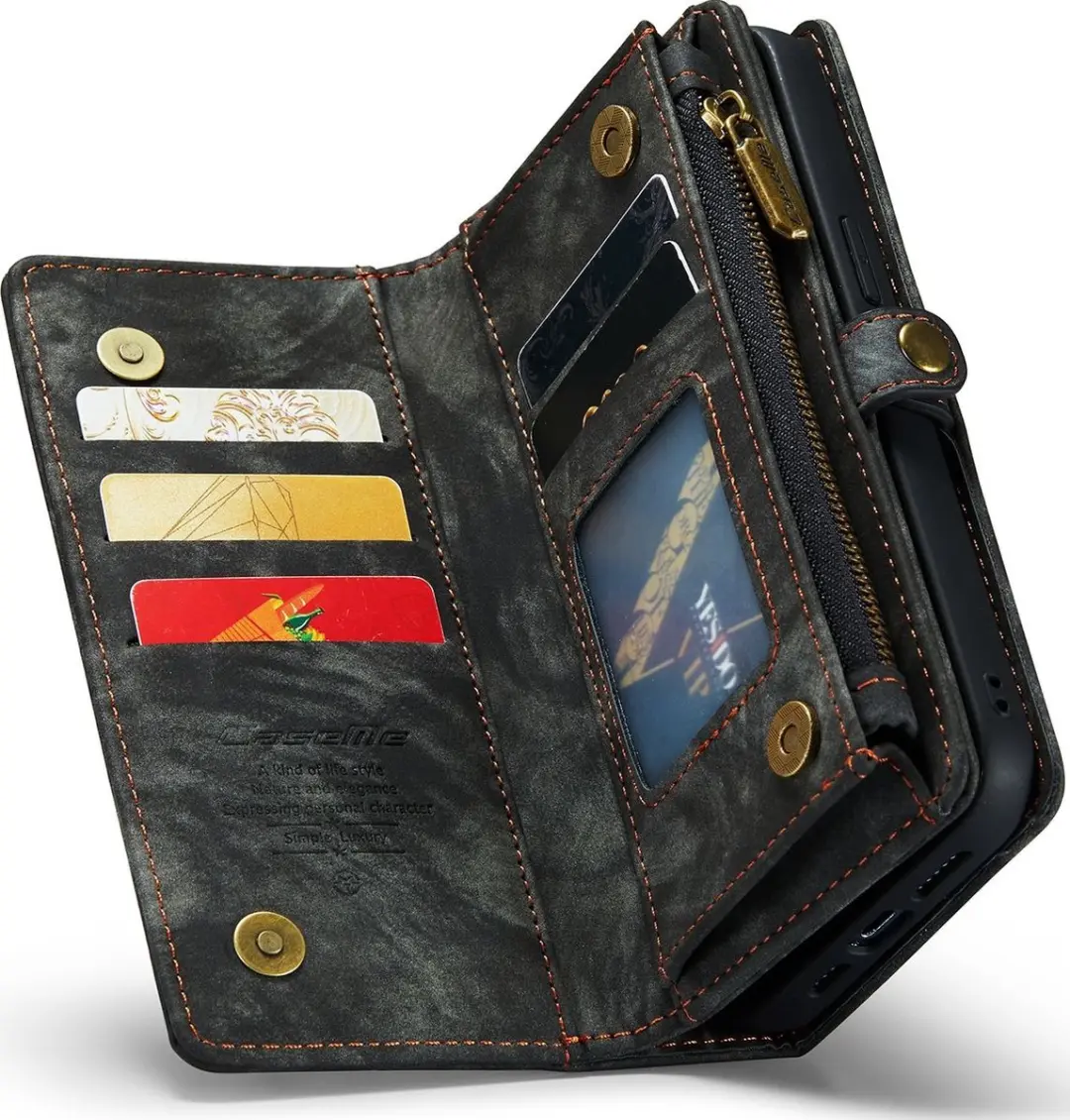 Caseme 008 Telefoonhoesje iPhone 14 - 5 Pasjes Zwart