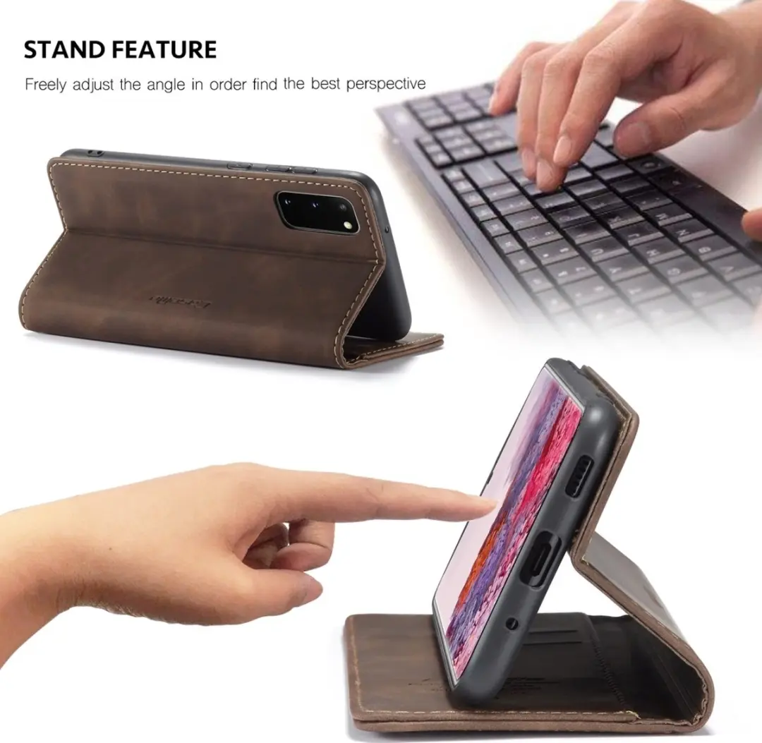 Caseme Samsung Galaxy S20 Bookcase Hoesje - Bruin - 2 Pasjes