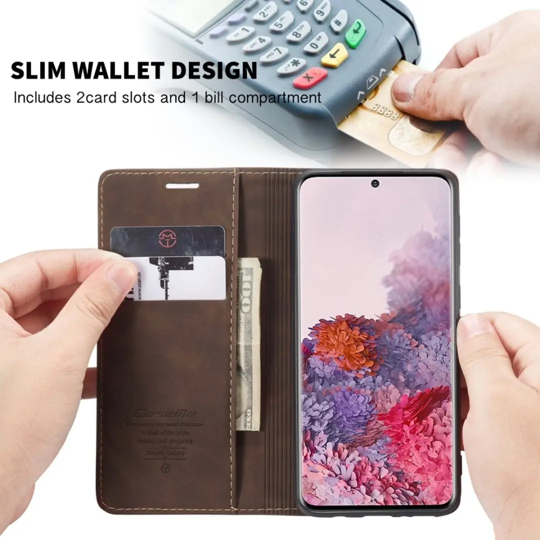Caseme Samsung Galaxy S20 Bookcase Hoesje - Bruin - 2 Pasjes