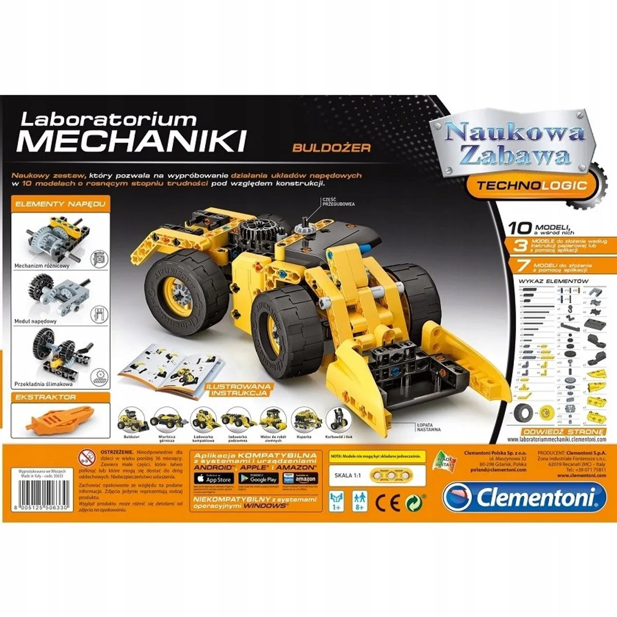 Clementoni Mechanica Bulldozer Bouwset 9-in-1 - Geel/Zwart - afbeelding 2 van 3