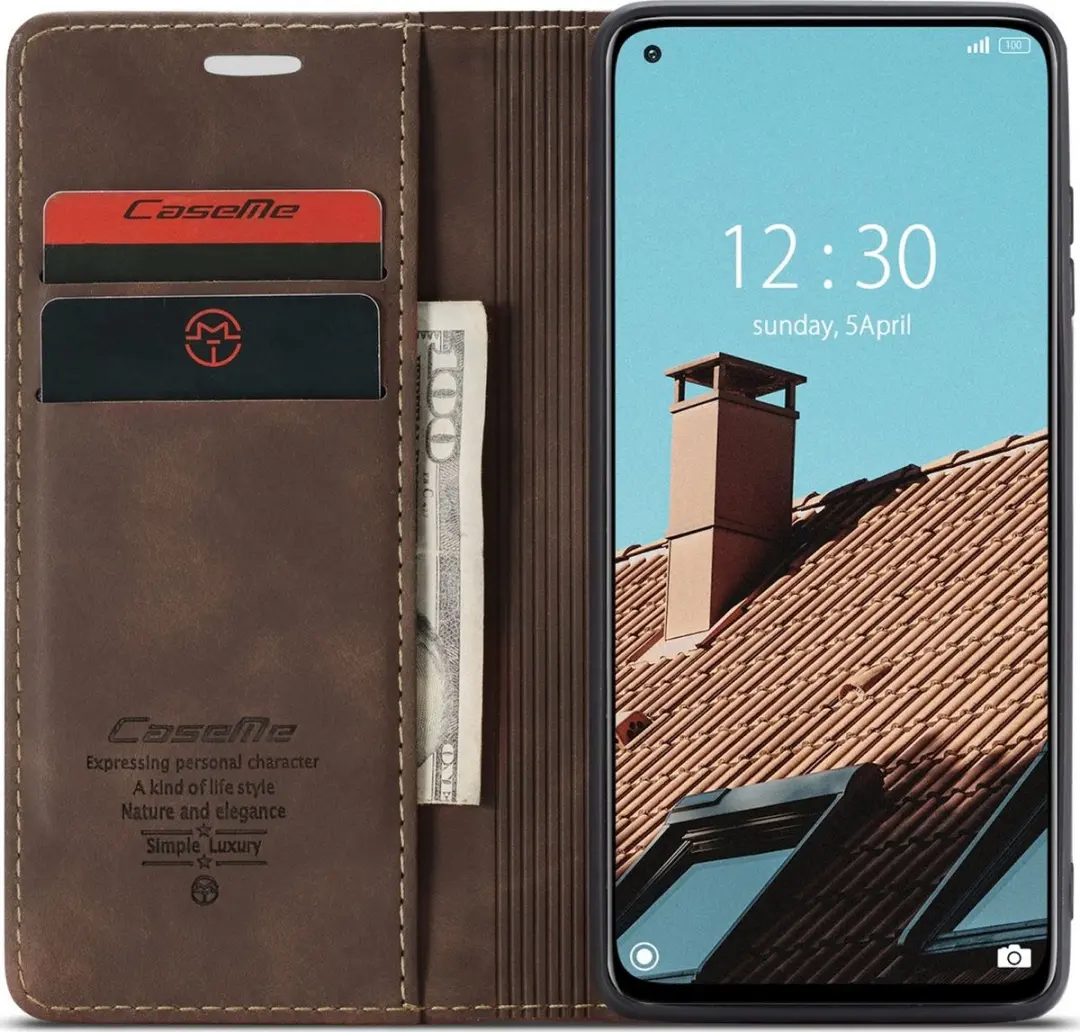 Caseme 013 Bookcase Portemonnee - Xiaomi Mi 10T Pro - 2 Pasjes - Bruin