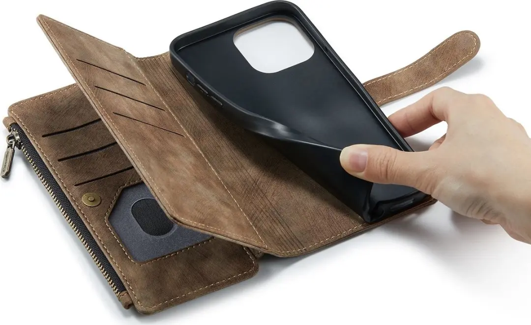 Caseme iPhone Billfold Lederen Hoes - 13 Kaartvakken - Bruin