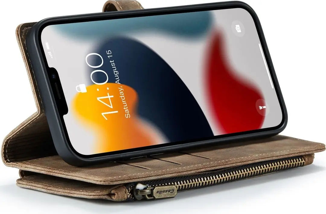 Caseme iPhone Billfold Lederen Hoes - 13 Kaartvakken - Bruin