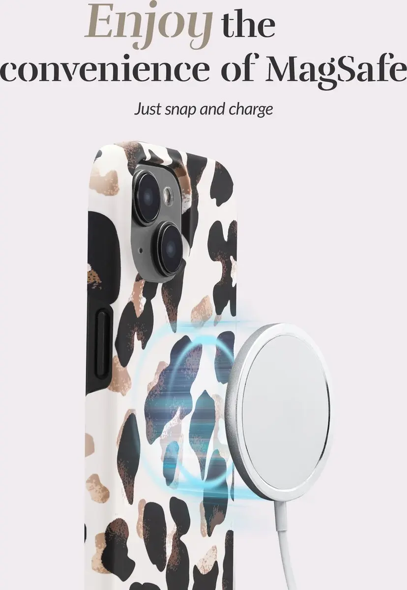 Mobilize Mio iPhone 14 Hoesje MagSafe - Leopard - Zwart/Wit