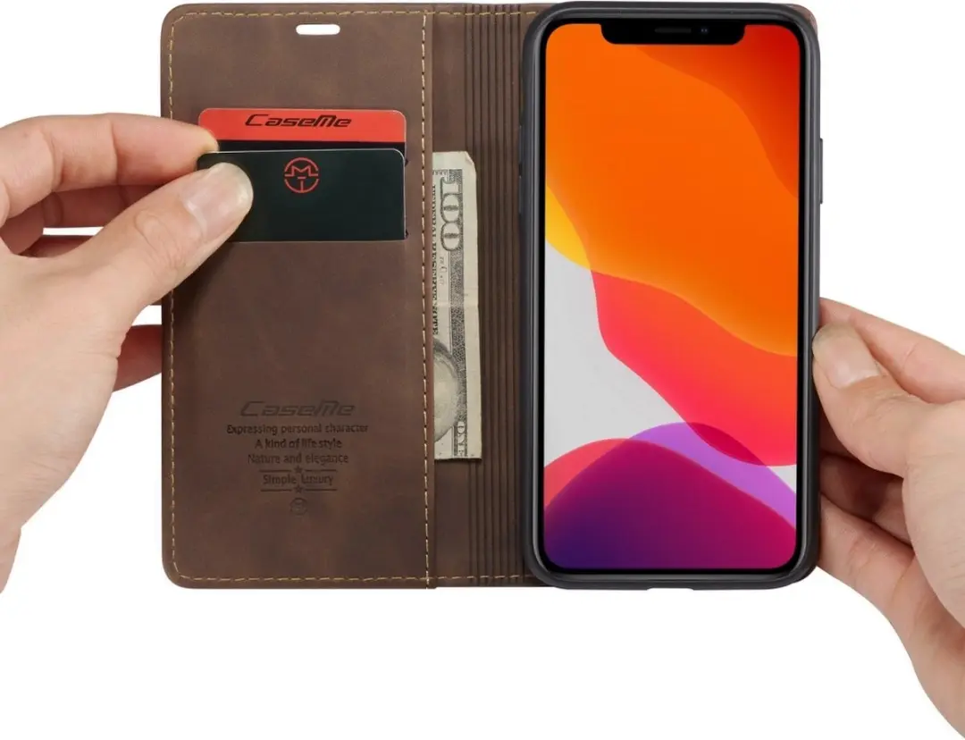 CaseMe iPhone 11 Hoesje Coffee - 2 Pasjes