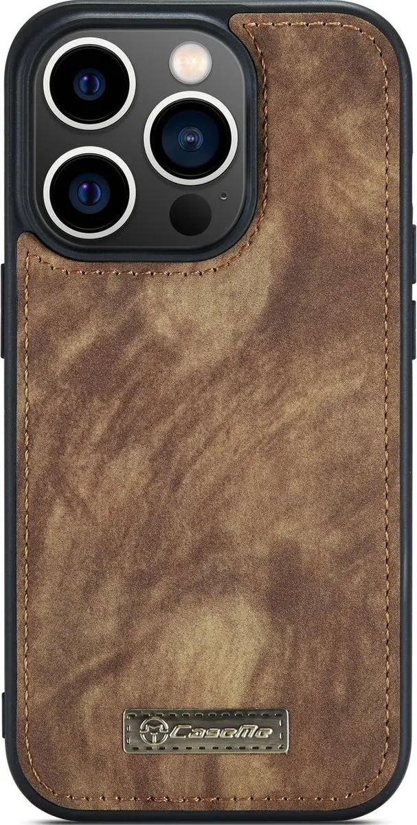 Caseme 008 Telefoonhoesje iPhone 14 Pro - 2in1 Bookcase Bruin