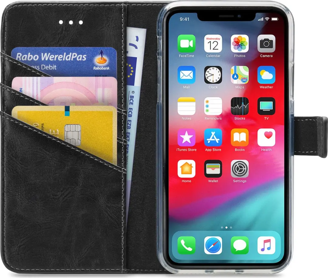 My Style MSFWLT1079 Telefoonhoesje iPhone XS - 3 Pasjeshouder - Zwart - afbeelding 6 van 6