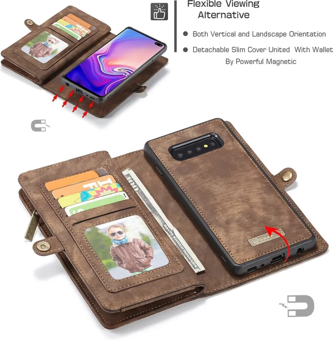 Caseme 008 Telefoonhoesje Samsung Galaxy S10 - 8 Pasjes - Bruin