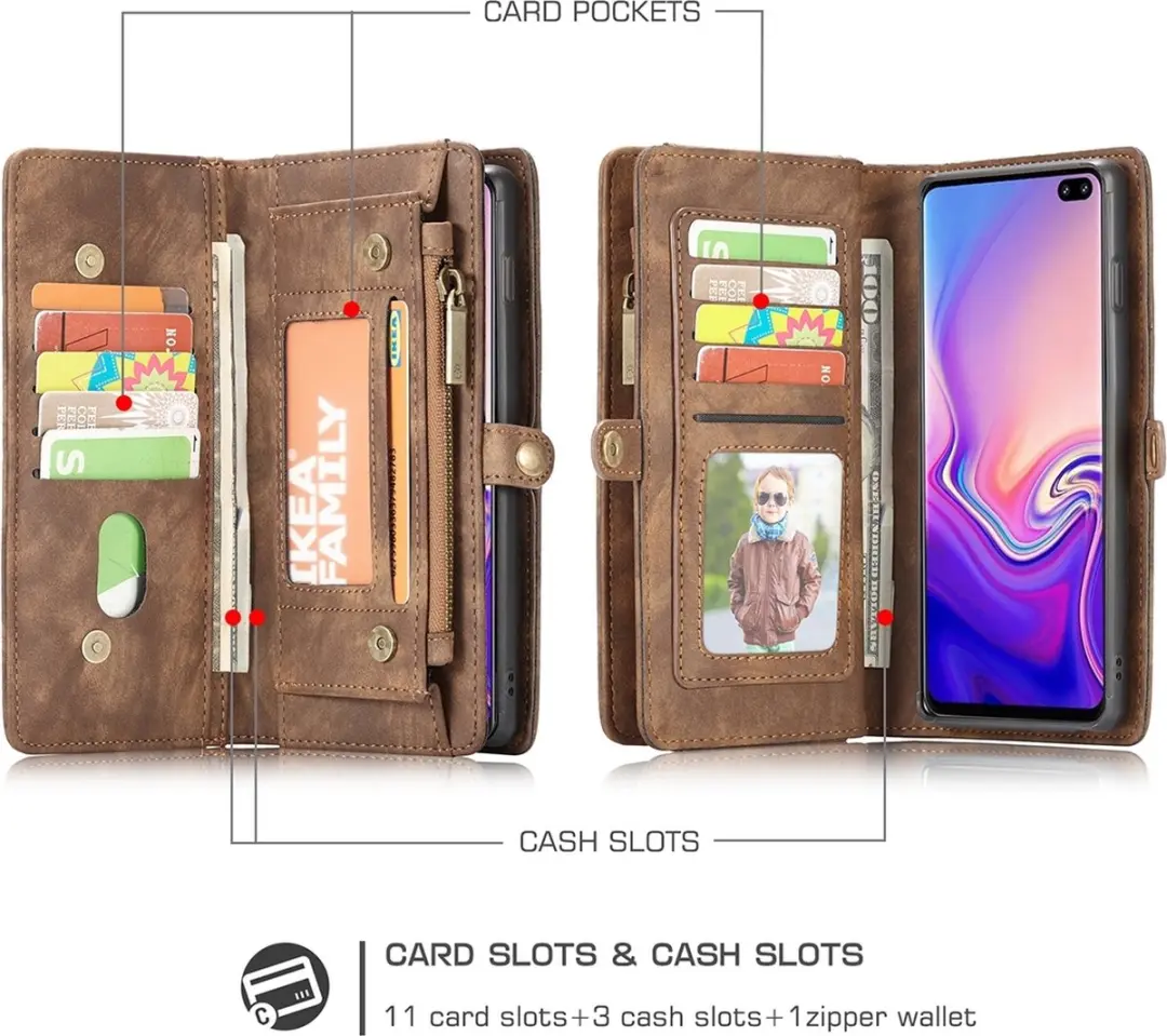 Caseme 008 Telefoonhoesje Samsung Galaxy S10 - 8 Pasjes - Bruin