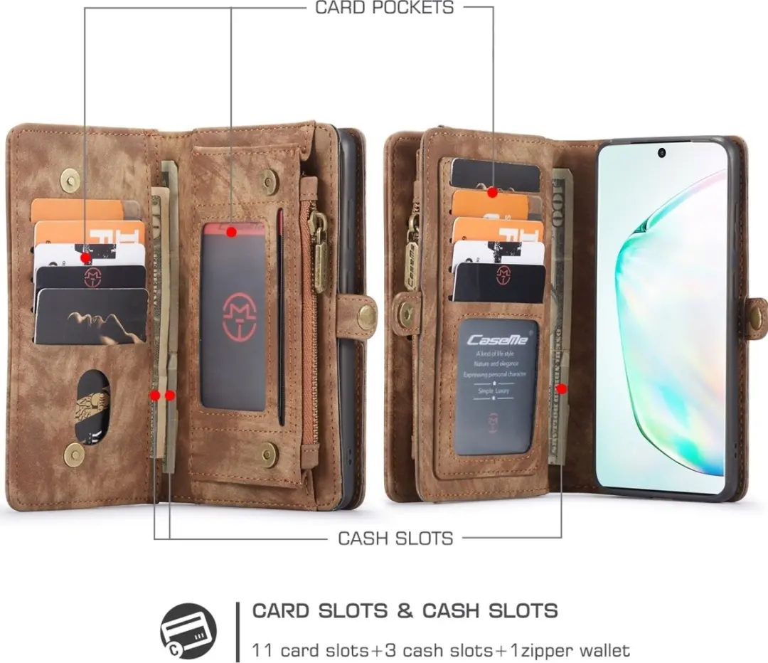 Caseme 008 Telefoonhoesje Samsung Galaxy S20 - 2in1 Bookcase Portemonnee Bruin